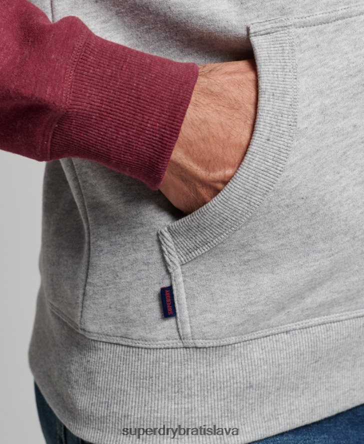 Superdry muži mikina na zips s vyšívaným vintage logom 6B4ZTR557 oblečenie svetlo šedá