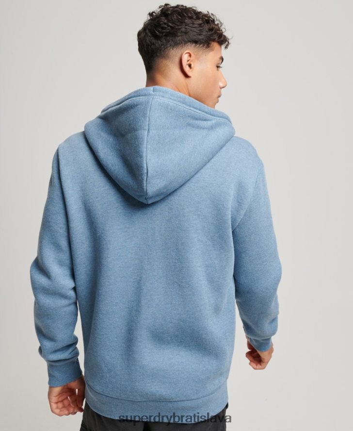 Superdry muži mikina na zips s vyšívaným vintage logom 6B4ZTR627 oblečenie svetlo modrá