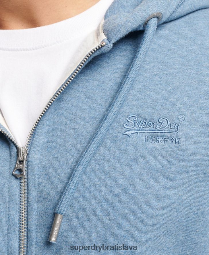Superdry muži mikina na zips s vyšívaným vintage logom 6B4ZTR627 oblečenie svetlo modrá