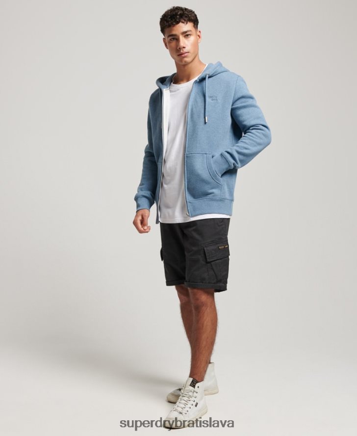 Superdry muži mikina na zips s vyšívaným vintage logom 6B4ZTR627 oblečenie svetlo modrá