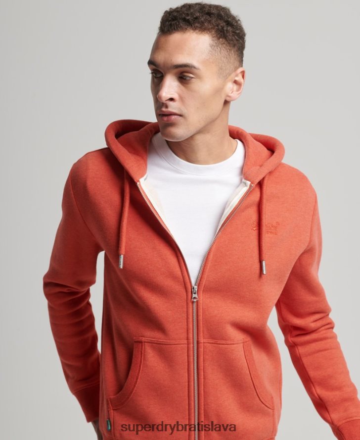 Superdry muži mikina na zips s vyšívaným vintage logom 6B4ZTR675 oblečenie oranžová
