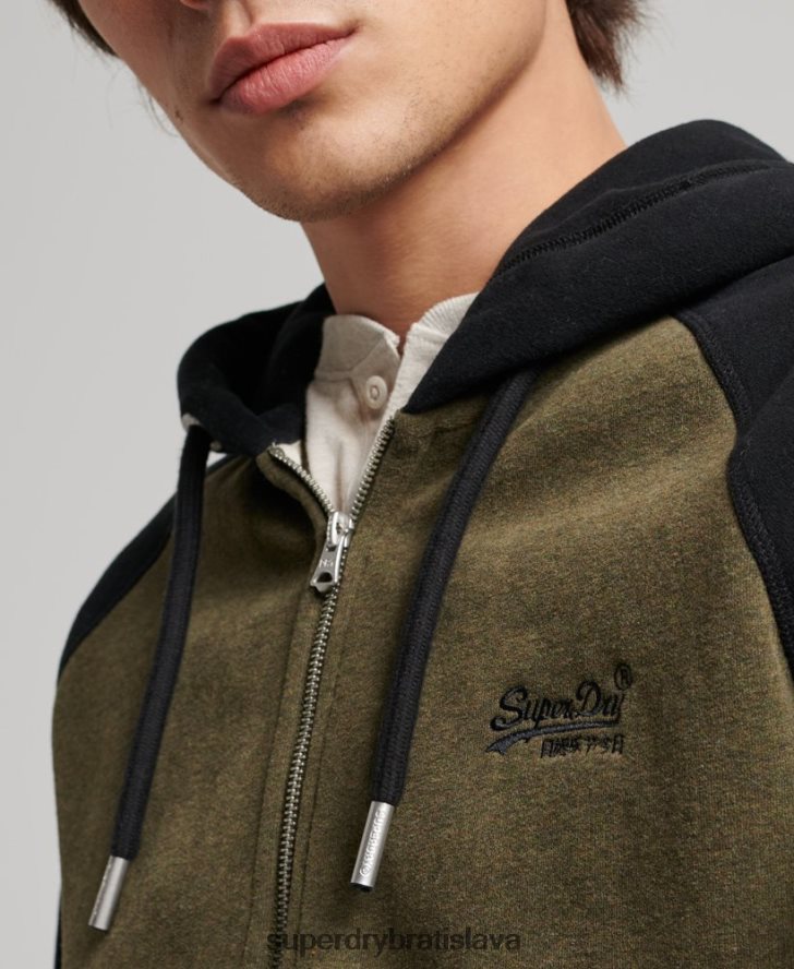 Superdry muži mikina na zips s vyšívaným vintage logom 6B4ZTR723 oblečenie zelená