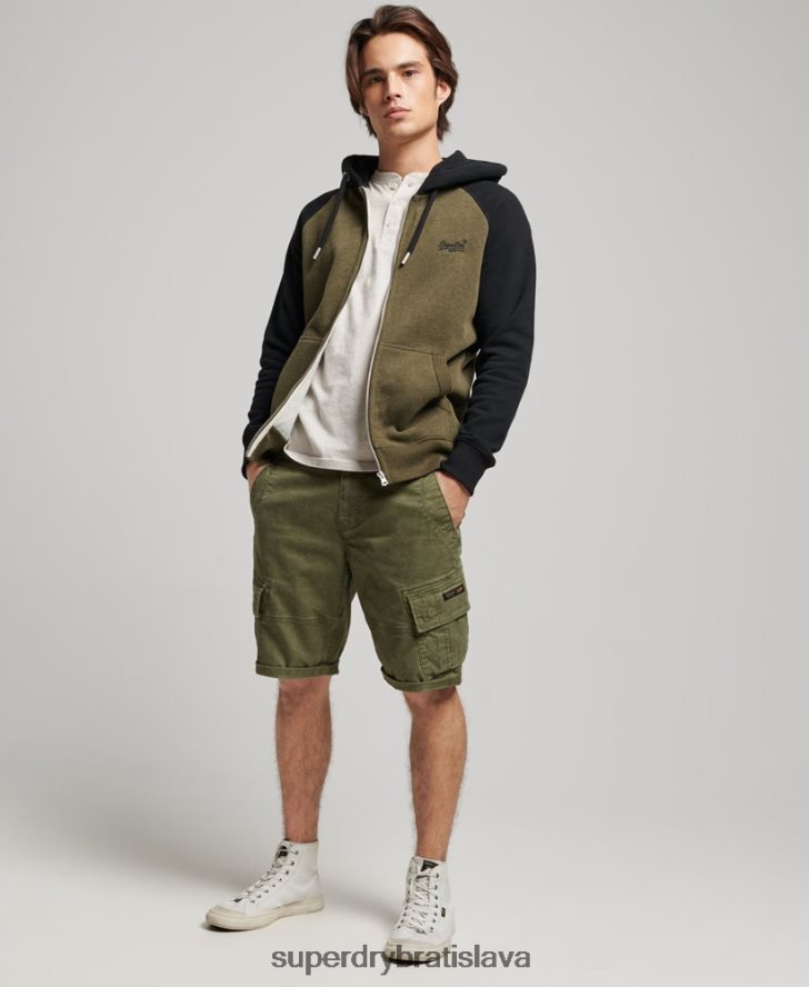 Superdry muži mikina na zips s vyšívaným vintage logom 6B4ZTR723 oblečenie zelená