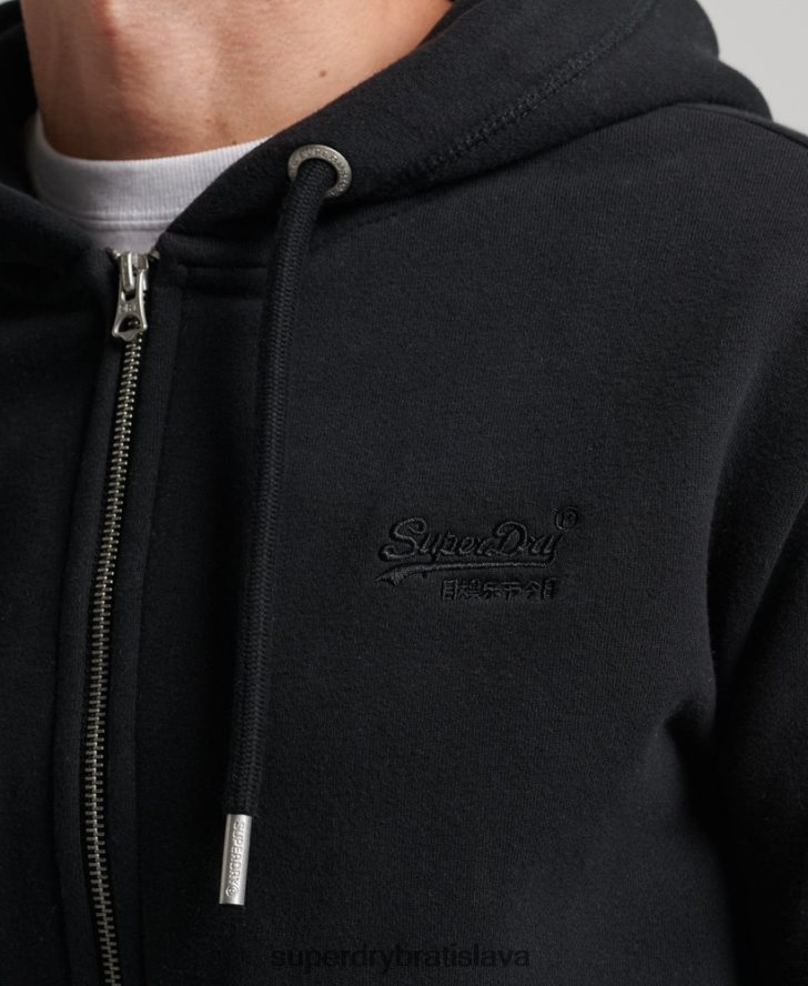 Superdry muži mikina na zips s vyšívaným vintage logom 6B4ZTR731 oblečenie čierna