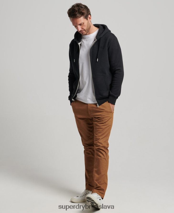 Superdry muži mikina na zips s vyšívaným vintage logom 6B4ZTR731 oblečenie čierna