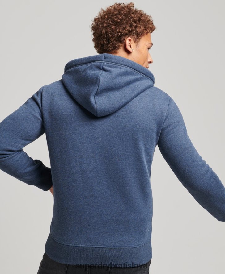 Superdry muži mikina na zips s vyšívaným vintage logom z organickej bavlny 6B4ZTR480 oblečenie námorníctvo