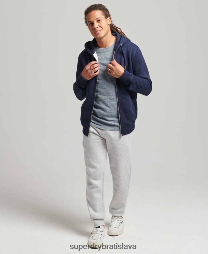 Superdry muži mikina na zips s vyšívaným vintage logom z organickej bavlny 6B4ZTR5052 oblečenie námorníctvo