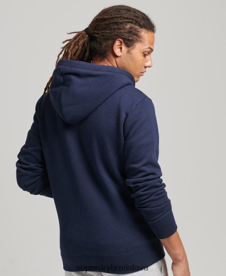 Superdry muži mikina na zips s vyšívaným vintage logom z organickej bavlny 6B4ZTR5052 oblečenie námorníctvo