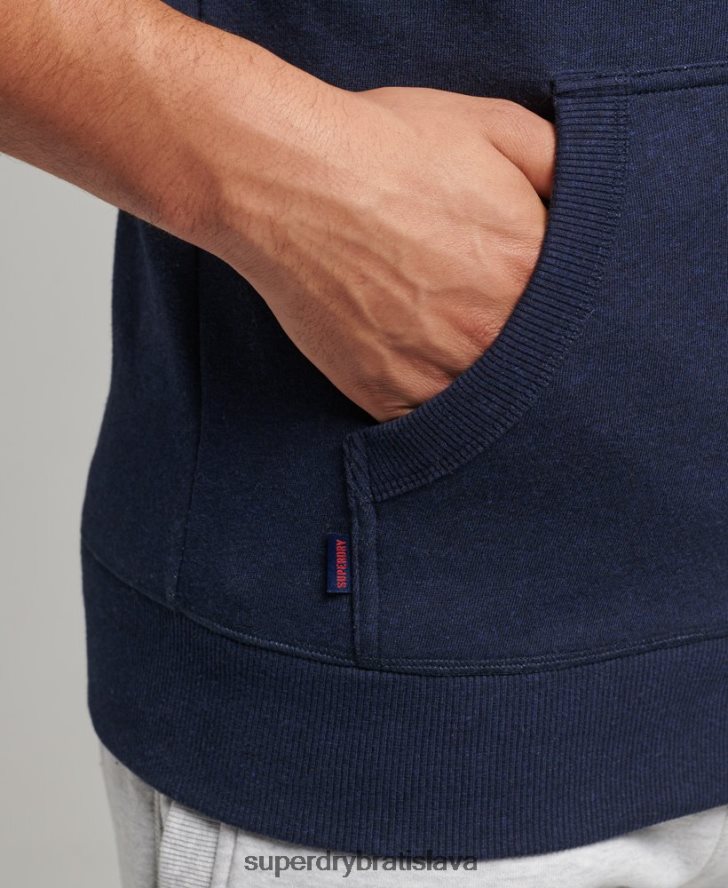 Superdry muži mikina na zips s vyšívaným vintage logom z organickej bavlny 6B4ZTR5052 oblečenie námorníctvo