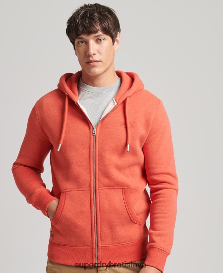 Superdry muži mikina na zips s vyšívaným vintage logom z organickej bavlny 6B4ZTR512 oblečenie oranžová