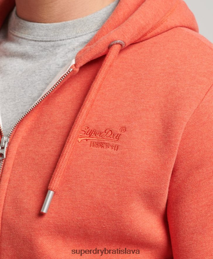 Superdry muži mikina na zips s vyšívaným vintage logom z organickej bavlny 6B4ZTR512 oblečenie oranžová