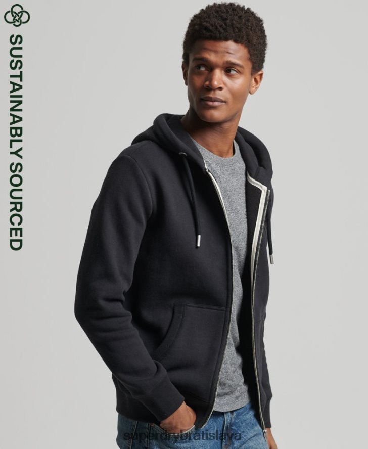 Superdry muži mikina na zips s vyšívaným vintage logom z organickej bavlny 6B4ZTR516 oblečenie čierna