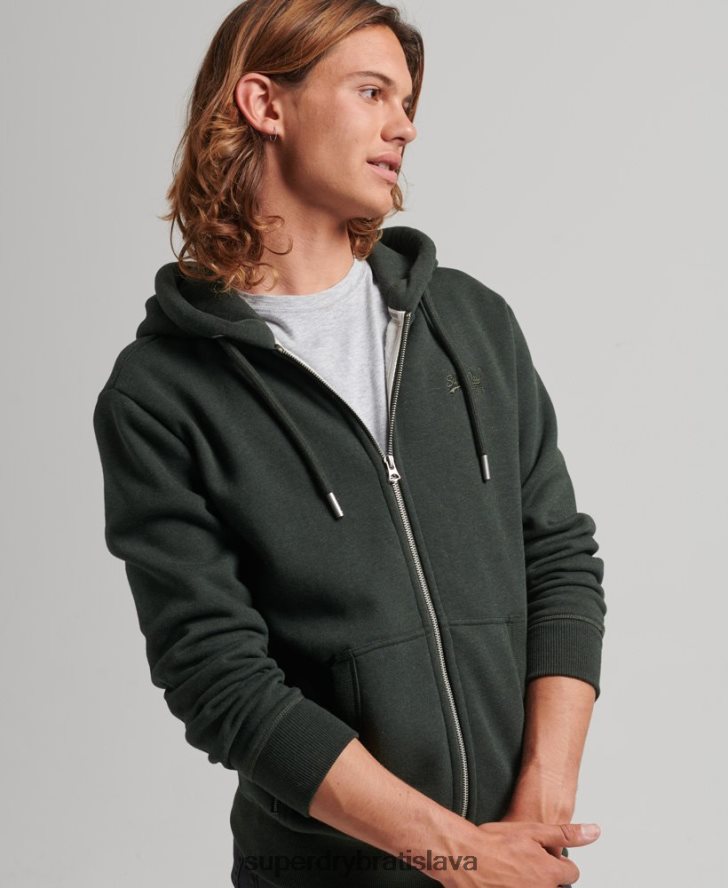 Superdry muži mikina na zips s vyšívaným vintage logom z organickej bavlny 6B4ZTR525 oblečenie zelená