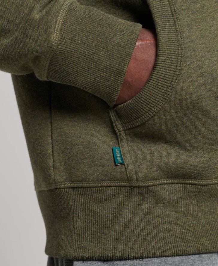 Superdry muži mikina na zips s vyšívaným vintage logom z organickej bavlny 6B4ZTR545 oblečenie kaki