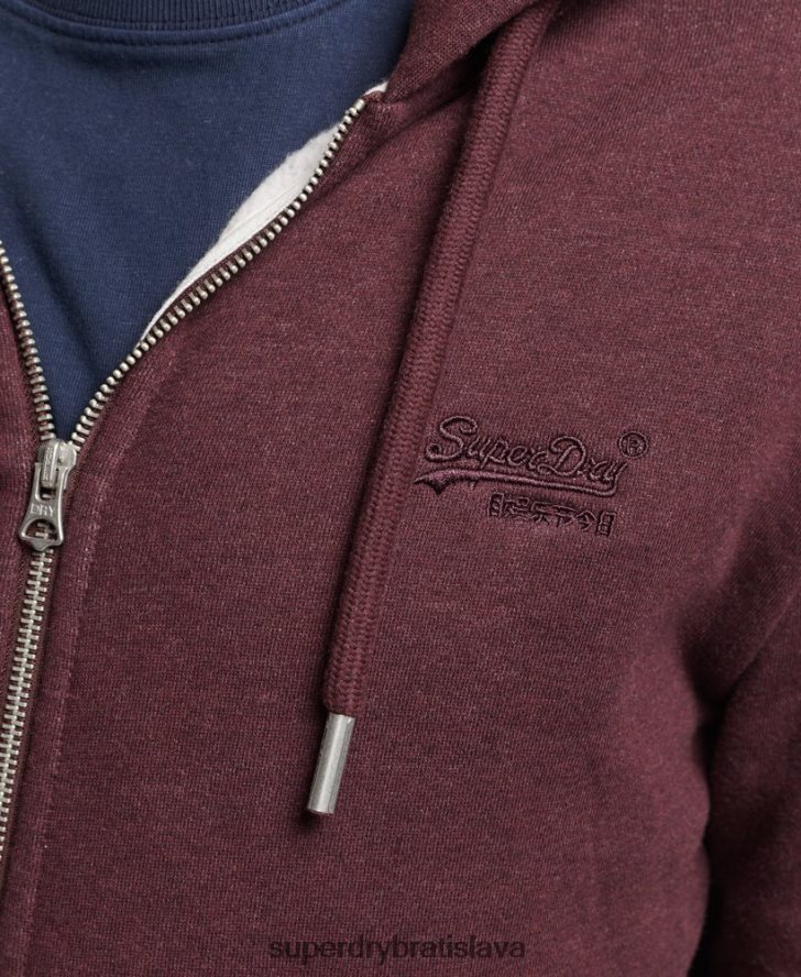 Superdry muži mikina na zips s vyšívaným vintage logom z organickej bavlny 6B4ZTR551 oblečenie červená