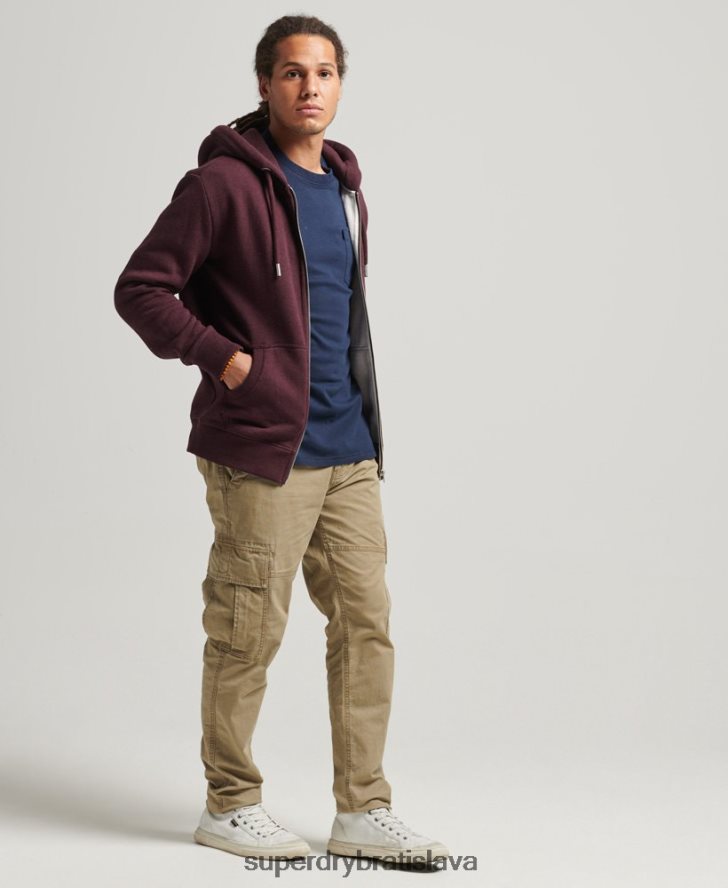 Superdry muži mikina na zips s vyšívaným vintage logom z organickej bavlny 6B4ZTR551 oblečenie červená