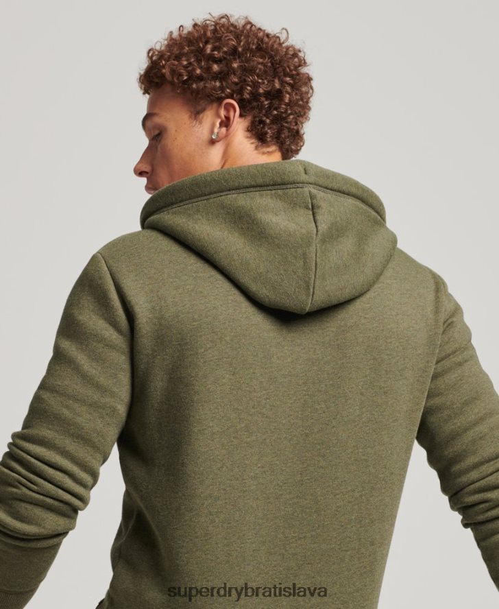 Superdry muži mikina na zips s vyšívaným vintage logom z organickej bavlny 6B4ZTR559 oblečenie kaki