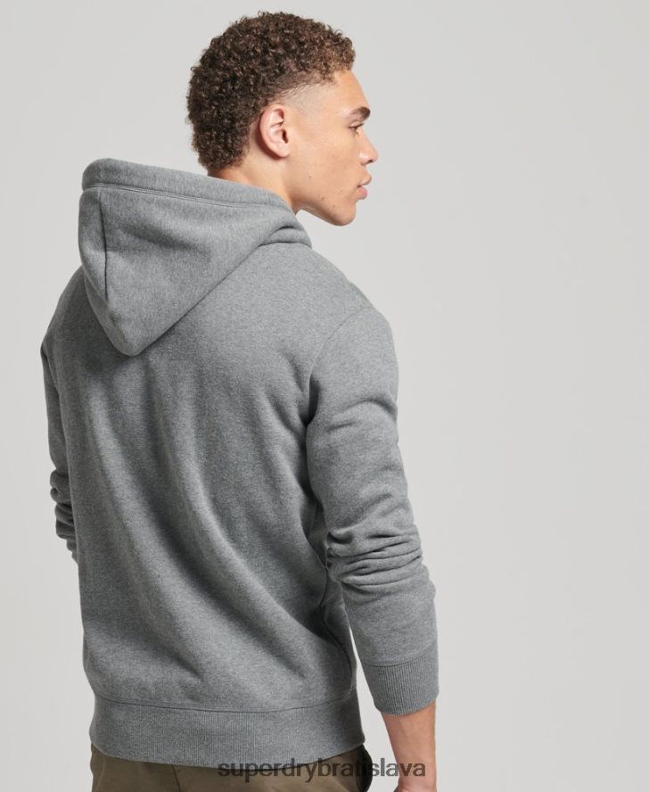 Superdry muži mikina na zips s vyšívaným vintage logom z organickej bavlny 6B4ZTR577 oblečenie sivá
