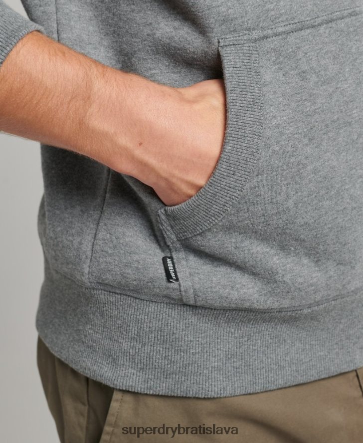 Superdry muži mikina na zips s vyšívaným vintage logom z organickej bavlny 6B4ZTR577 oblečenie sivá