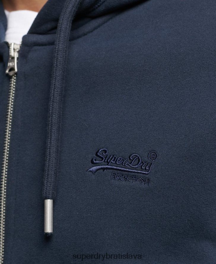 Superdry muži mikina na zips s vyšívaným vintage logom z organickej bavlny 6B4ZTR626 oblečenie námorníctvo