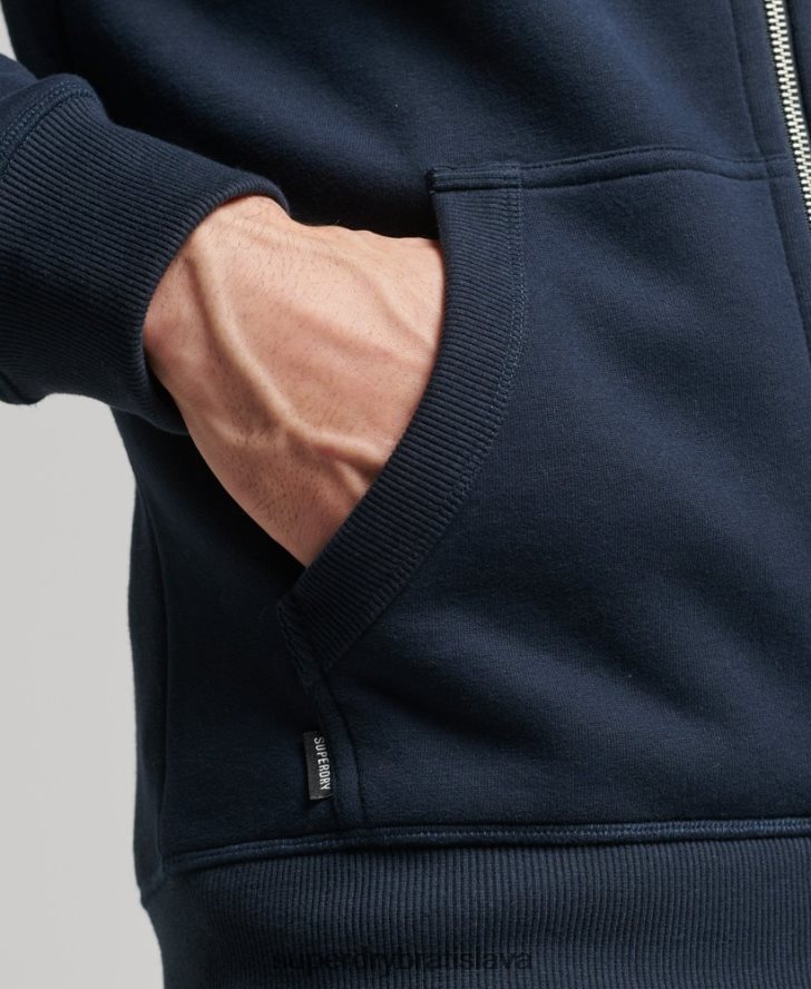 Superdry muži mikina na zips s vyšívaným vintage logom z organickej bavlny 6B4ZTR626 oblečenie námorníctvo