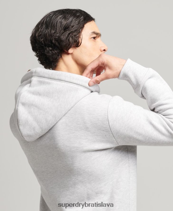 Superdry muži mikina na zips s vyšívaným vintage logom z organickej bavlny 6B4ZTR641 oblečenie svetlo šedá