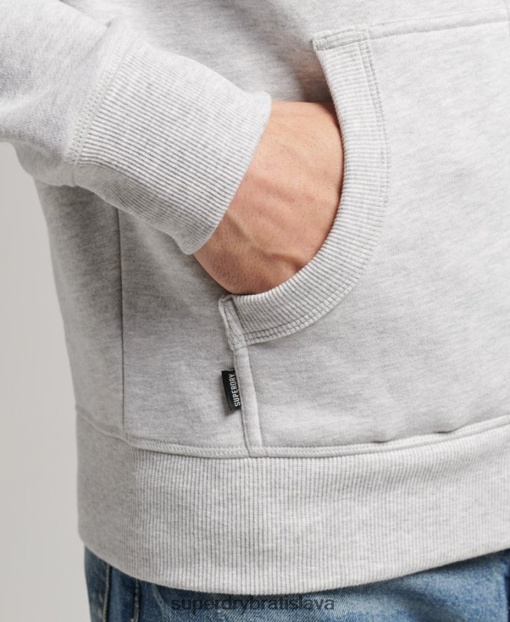 Superdry muži mikina na zips s vyšívaným vintage logom z organickej bavlny 6B4ZTR641 oblečenie svetlo šedá