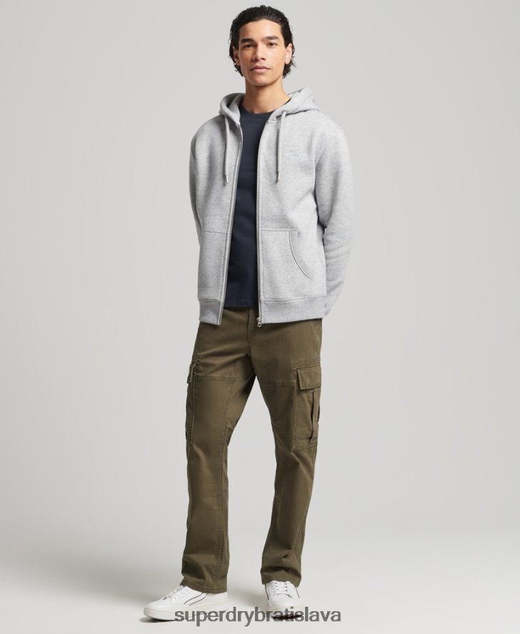 Superdry muži mikina na zips s vyšívaným vintage logom z organickej bavlny 6B4ZTR652 oblečenie sivá
