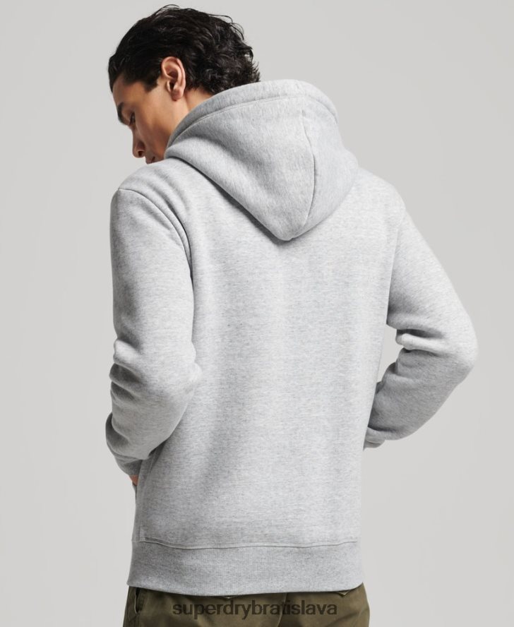 Superdry muži mikina na zips s vyšívaným vintage logom z organickej bavlny 6B4ZTR652 oblečenie sivá