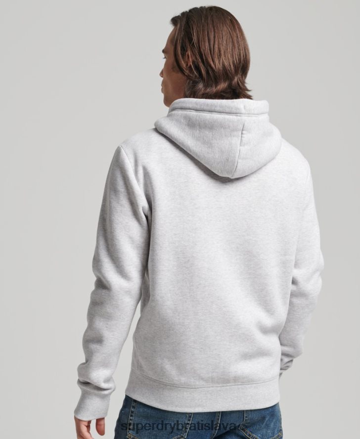 Superdry muži mikina na zips s vyšívaným vintage logom z organickej bavlny 6B4ZTR676 oblečenie svetlo šedá