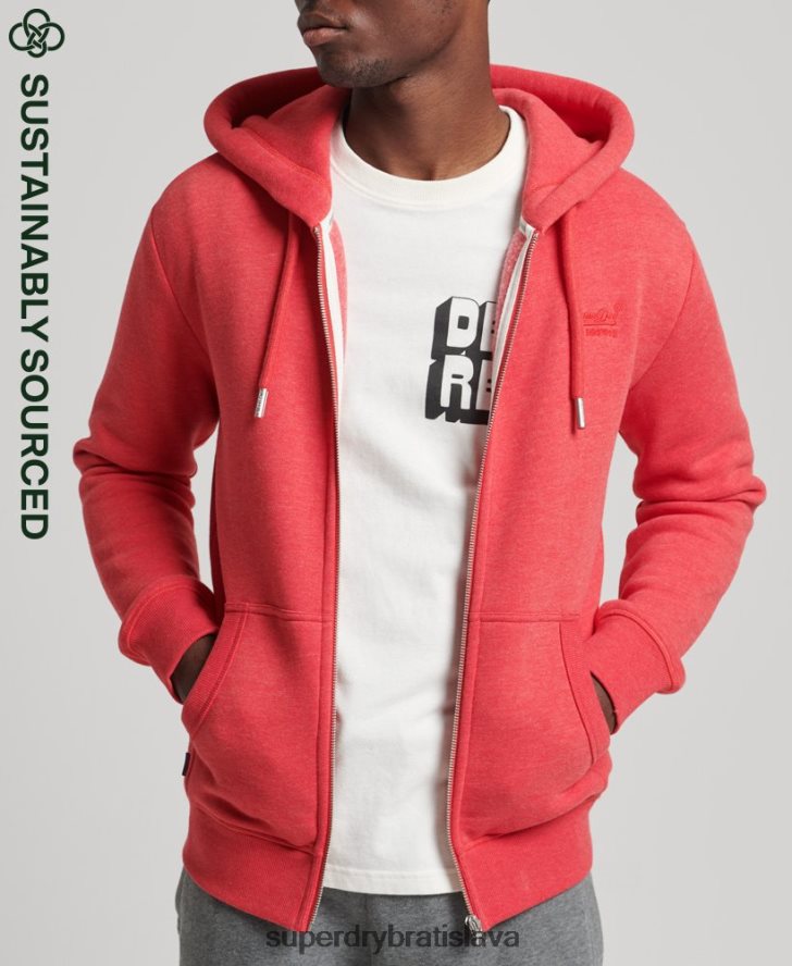 Superdry muži mikina na zips s vyšívaným vintage logom z organickej bavlny 6B4ZTR827 oblečenie červená