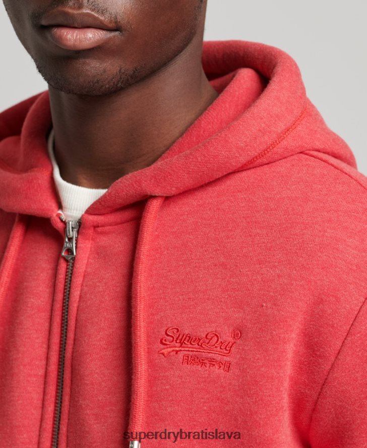 Superdry muži mikina na zips s vyšívaným vintage logom z organickej bavlny 6B4ZTR827 oblečenie červená