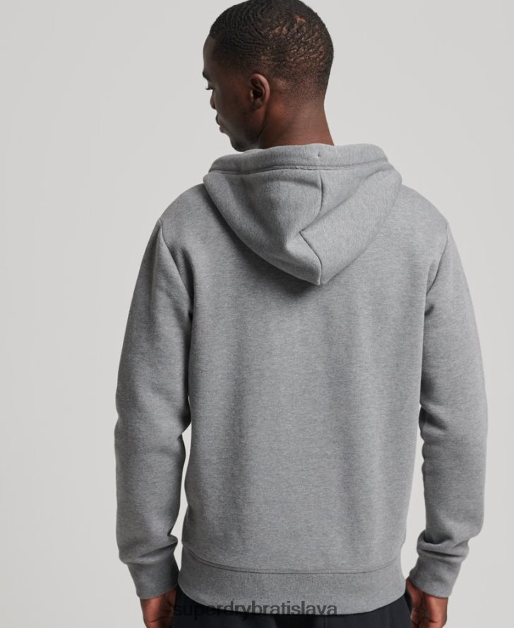 Superdry muži mikina na zips s vyšívaným vintage logom z organickej bavlny 6B4ZTR885 oblečenie sivá