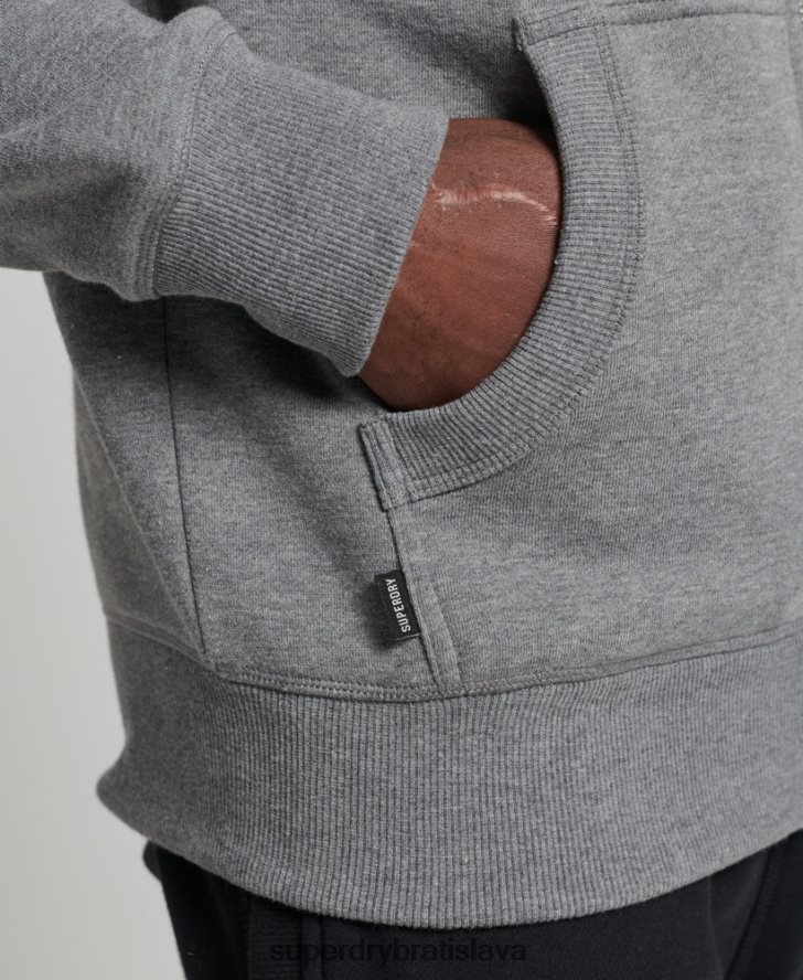 Superdry muži mikina na zips s vyšívaným vintage logom z organickej bavlny 6B4ZTR885 oblečenie sivá