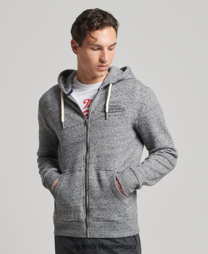 Superdry muži mikina na zips v štýle skriptov 6B4ZTR892 oblečenie svetlo šedá