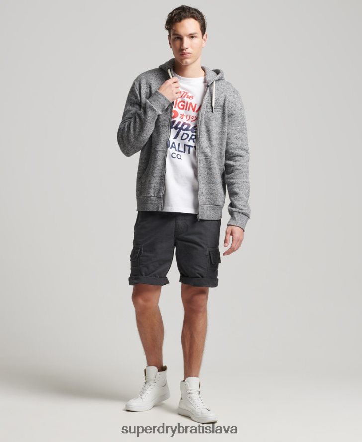 Superdry muži mikina na zips v štýle skriptov 6B4ZTR892 oblečenie svetlo šedá