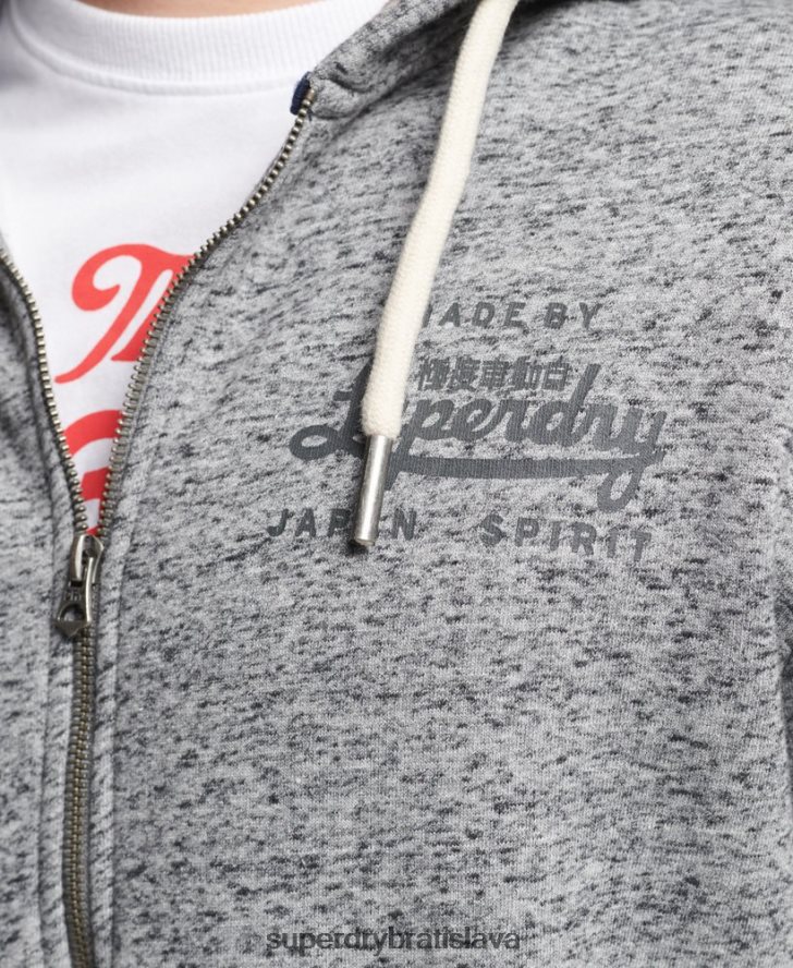 Superdry muži mikina na zips v štýle skriptov 6B4ZTR892 oblečenie svetlo šedá