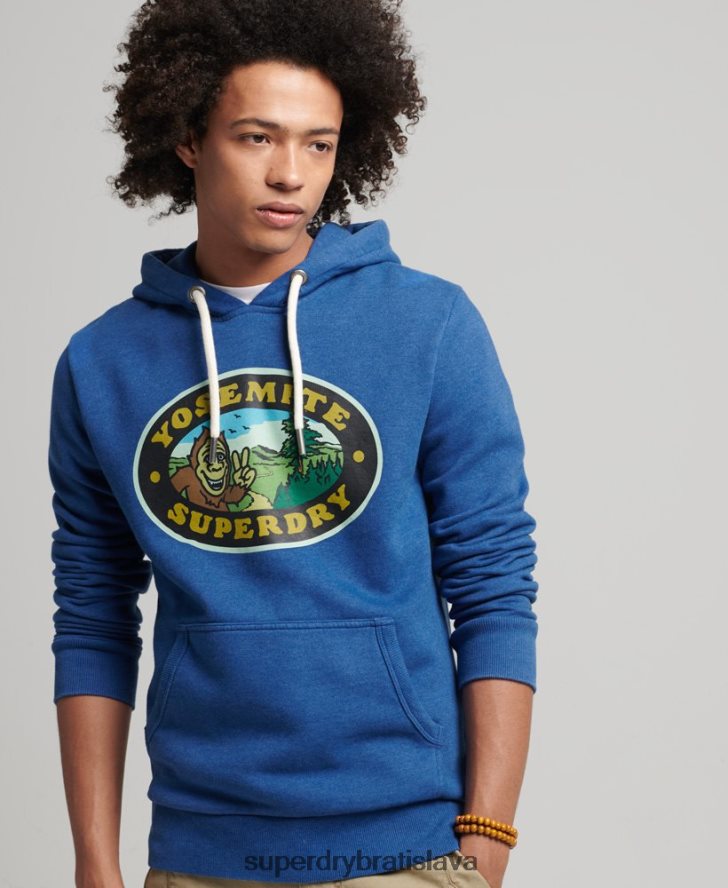 Superdry muži mikina s cestovnou nálepkou 6B4ZTR587 oblečenie tmavomodrá