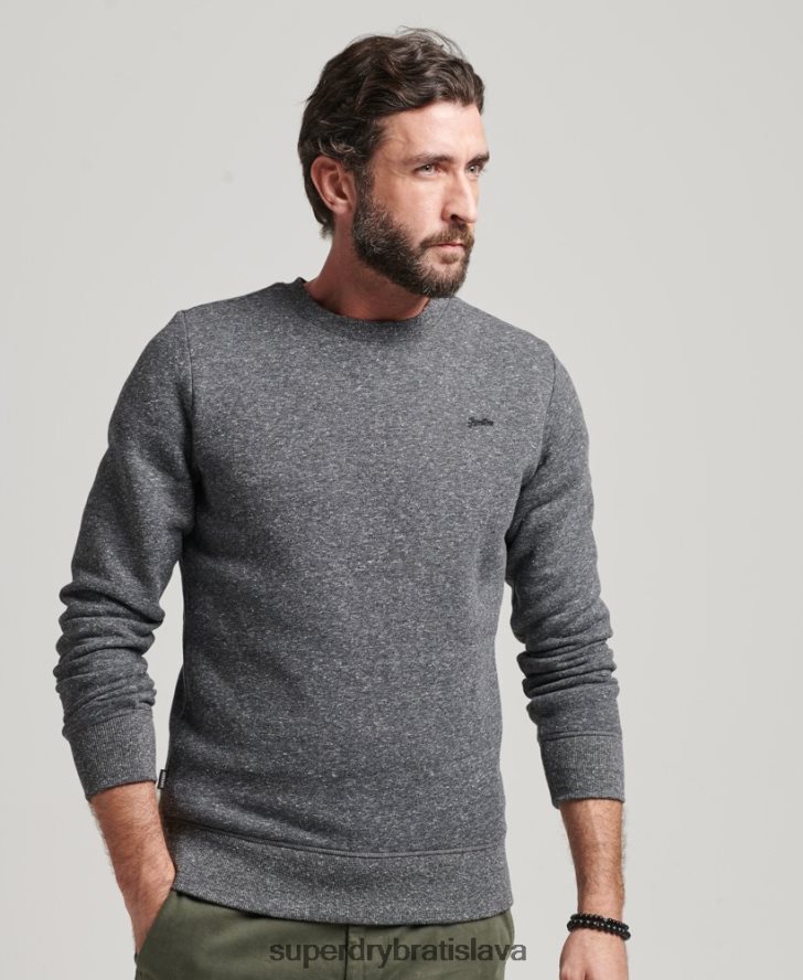 Superdry muži mikina s esenciálnym logom z organickej bavlny 6B4ZTR5226 oblečenie tmavošedý