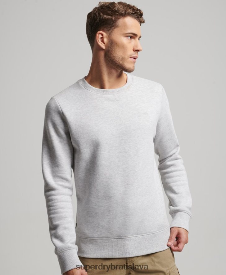 Superdry muži mikina s esenciálnym logom z organickej bavlny 6B4ZTR770 oblečenie svetlo šedá