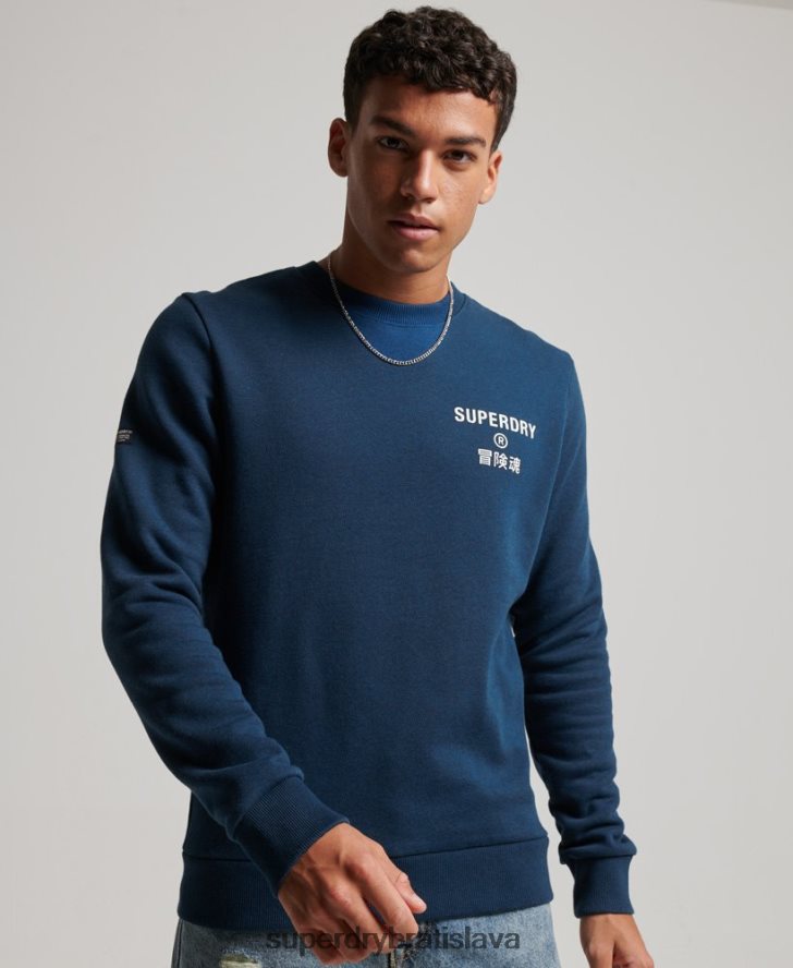 Superdry muži mikina s firemným logom marl crew 6B4ZTR847 oblečenie Modrá