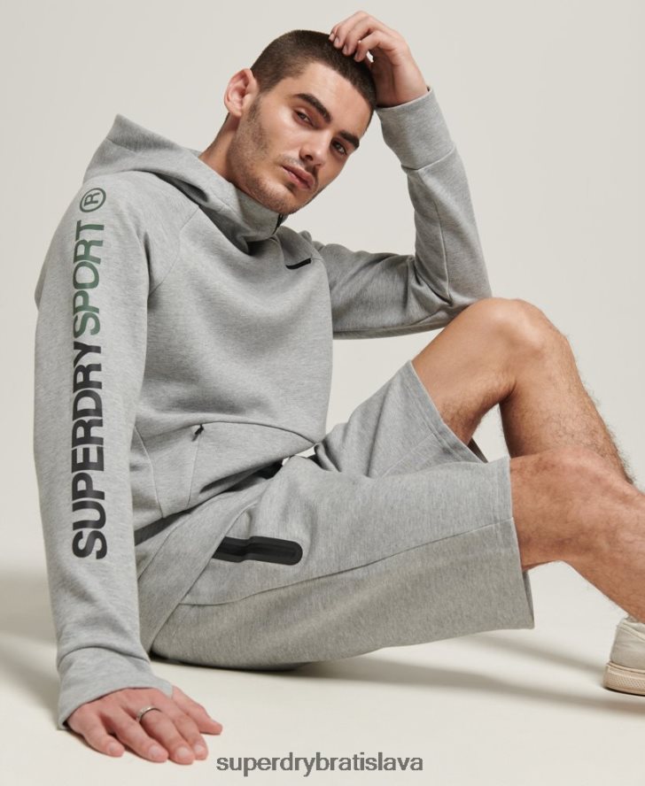 Superdry muži mikina s kapucňou gymtech 6B4ZTR536 oblečenie sivá