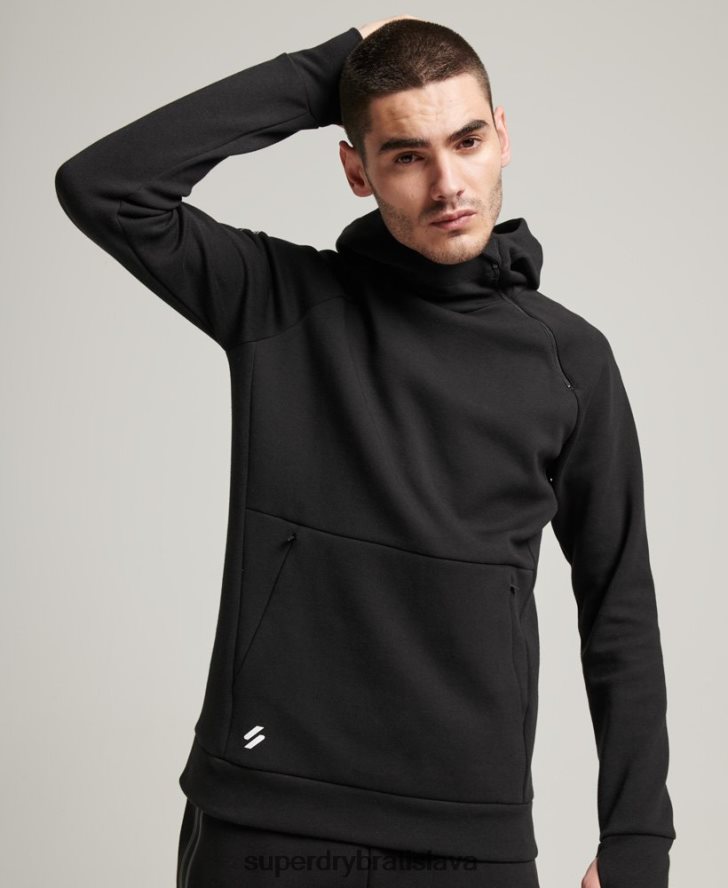 Superdry muži mikina s kapucňou gymtech 6B4ZTR683 oblečenie čierna