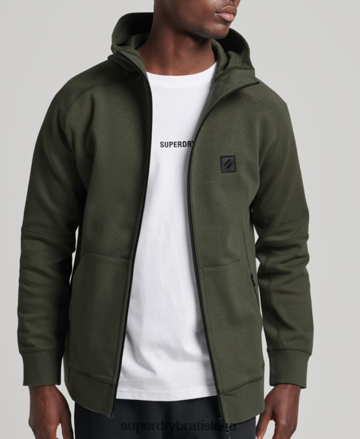 Superdry muži mikina s kapucňou na zips 6B4ZTR5140 oblečenie kaki