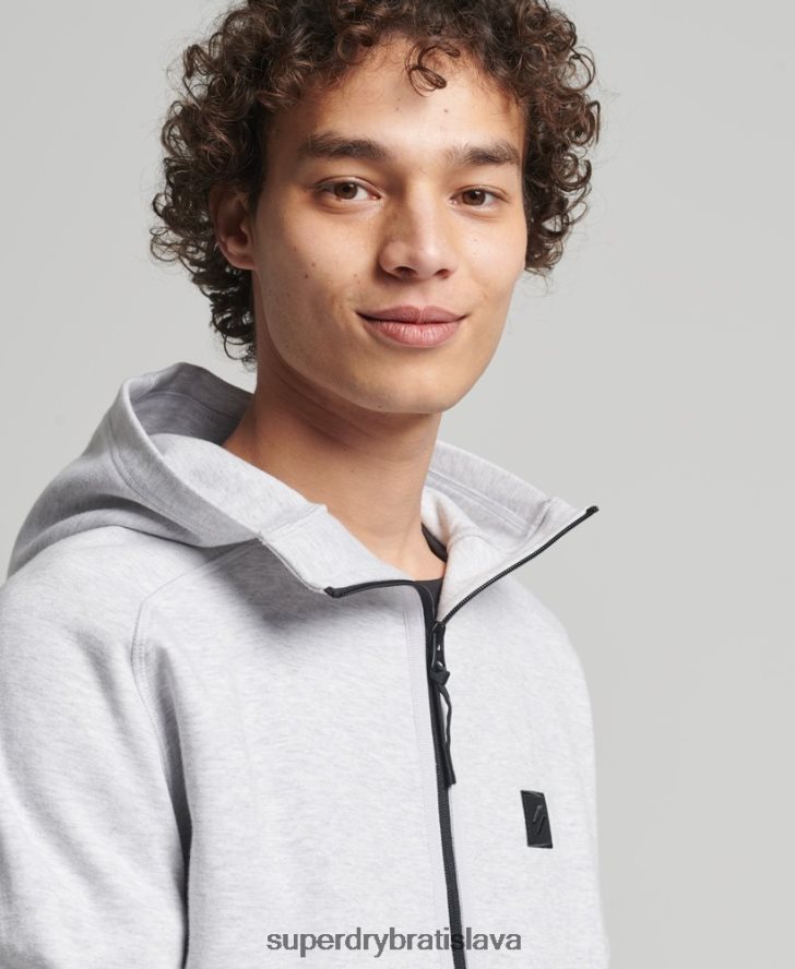 Superdry muži mikina s kapucňou na zips 6B4ZTR643 oblečenie sivá