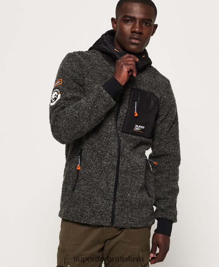 Superdry muži mikina s kapucňou na zips horskej šerpy 6B4ZTR5219 oblečenie tmavošedý