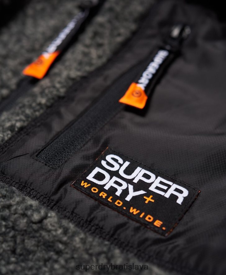 Superdry muži mikina s kapucňou na zips horskej šerpy 6B4ZTR5219 oblečenie tmavošedý