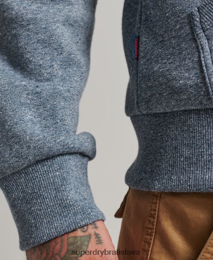 Superdry muži mikina s kapucňou na zips s klasickým grafickým logom 6B4ZTR5120 oblečenie Modrá