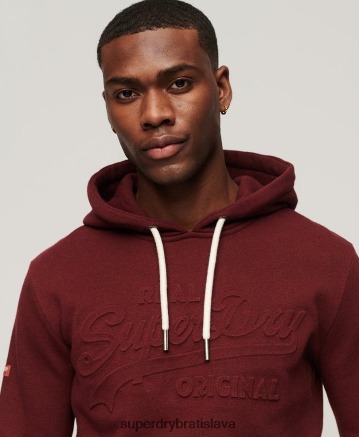 Superdry muži mikina s kapucňou s vintage logom 6B4ZTR533 oblečenie červená