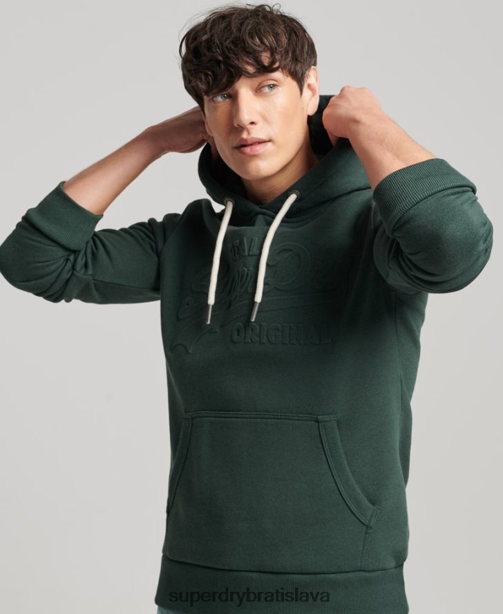Superdry muži mikina s kapucňou s vintage logom 6B4ZTR546 oblečenie zelená